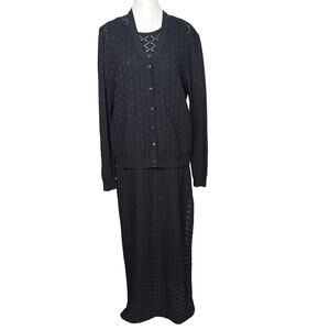 Vintage St. John Evening Gown Black 2-Piece Knit Set - Size 8  Read carefully!!